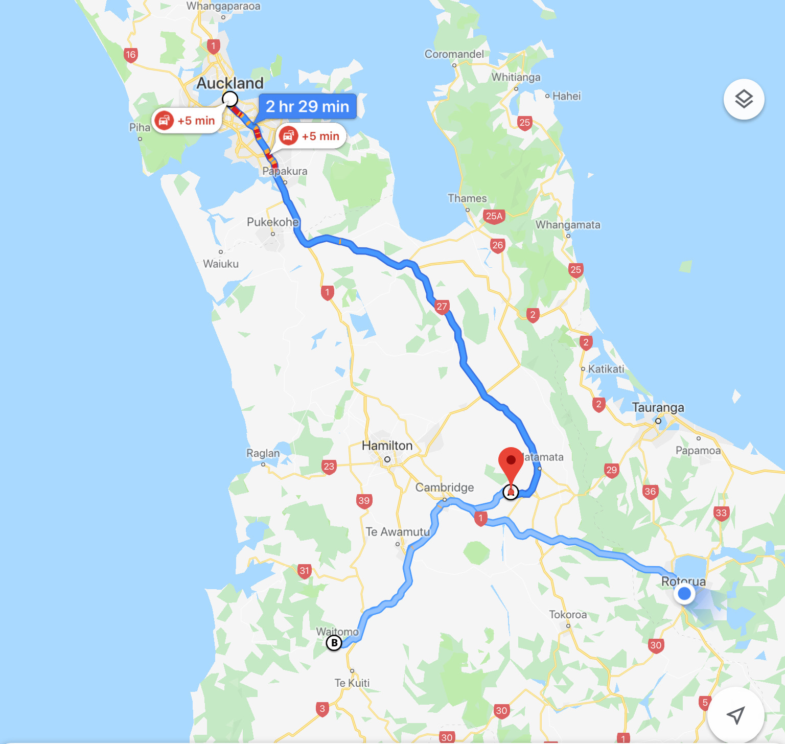 Auckland Rotorua Map 